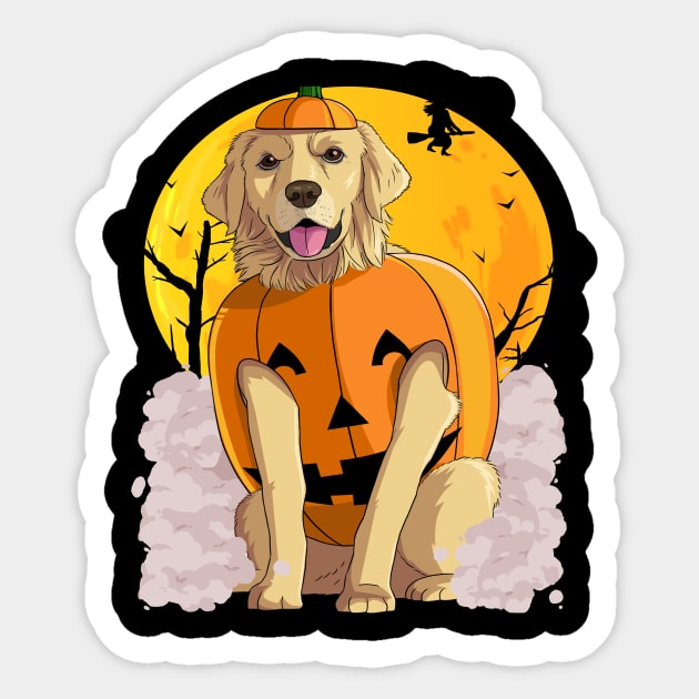 Golden Retriever Happy Halloween Pumpkin Sticker by Noseking